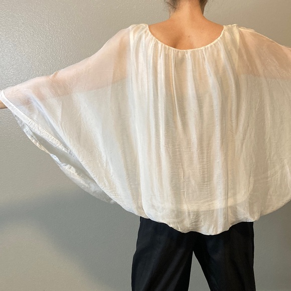 Baci Silk Blend Angelcore Ethereal Fairycore Sheer Bubble hem volume Top sz S/M - Picture 6 of 11